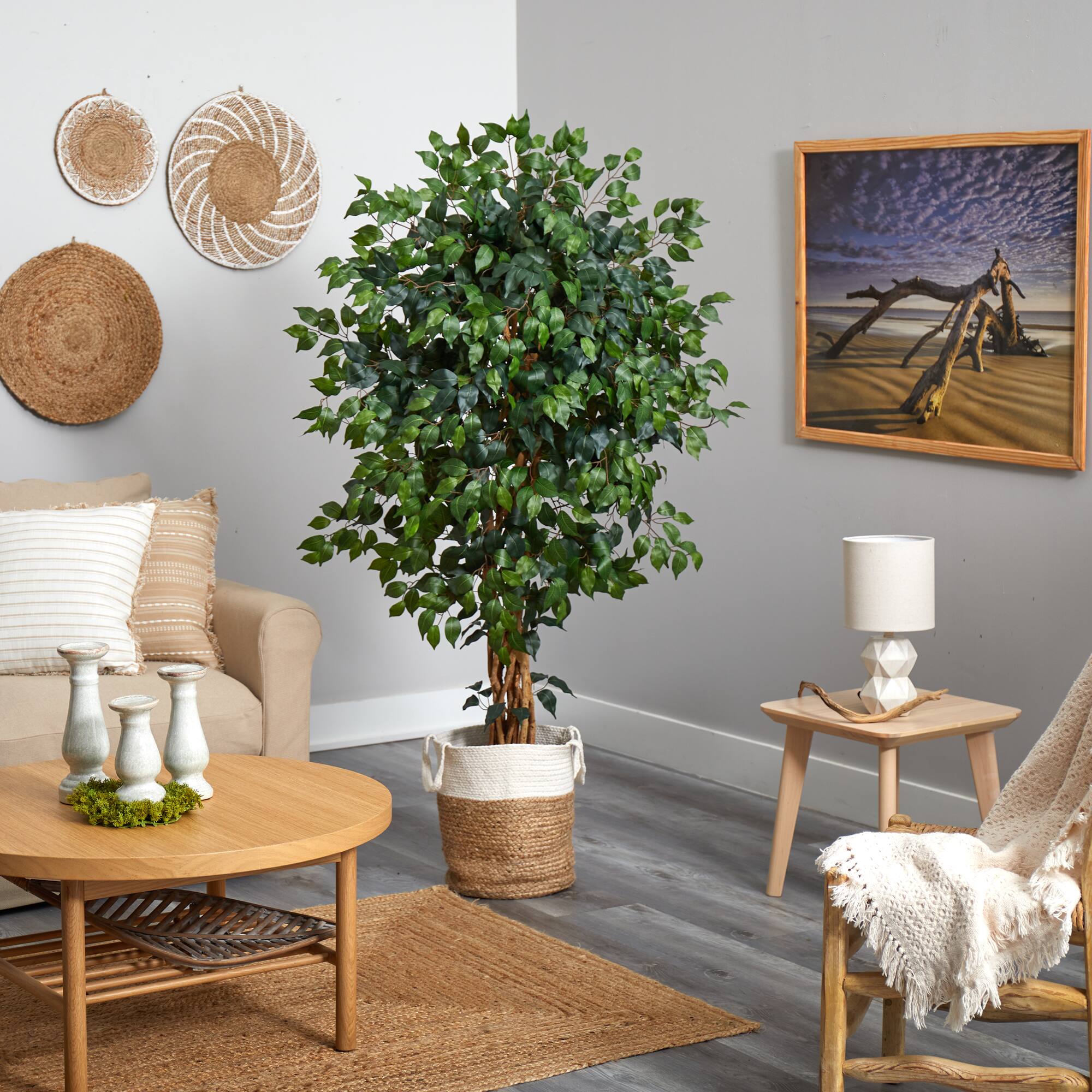 5.5ft. Palace Ficus Artificial Tree in Handmade Natural Jute and Cotton Planter